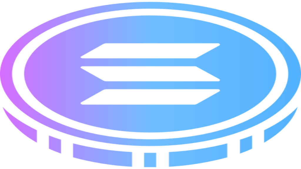 Logotipo da criptomoeda Solana (SOL) em tons degradê de azul e roxo